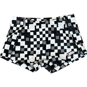 Crazy Pants Black and White Checkered Cheer Athletic Spandex Shorts Youth Small